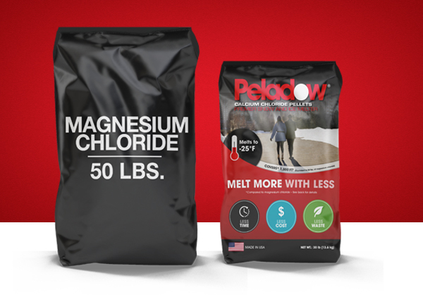 50 lb bag of magnesium chloride vs. 30 lb bag of OxyChem PELADOW&reg; calcium chloride